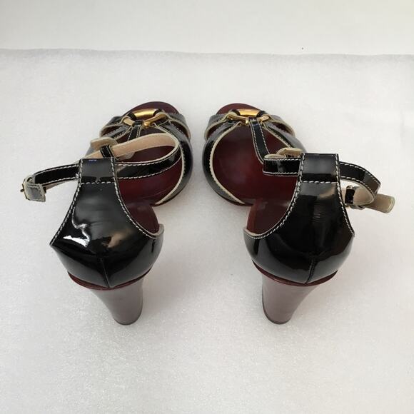 Giuseppe Zanotti Burgundy T-Strap Heel Sandals - Picture 7 of 11